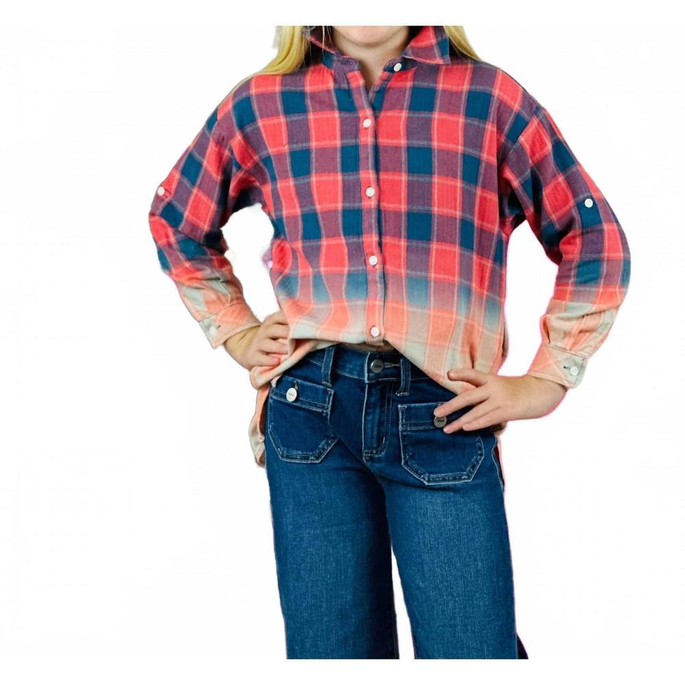 NEW LOVE DAISY girl's flannel shirt in multi